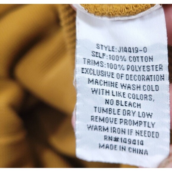 Isla Thermal floral Embroidered Hoodie Johnny Was M Mustard Yellow Cotton Boho - Picture 11 of 13